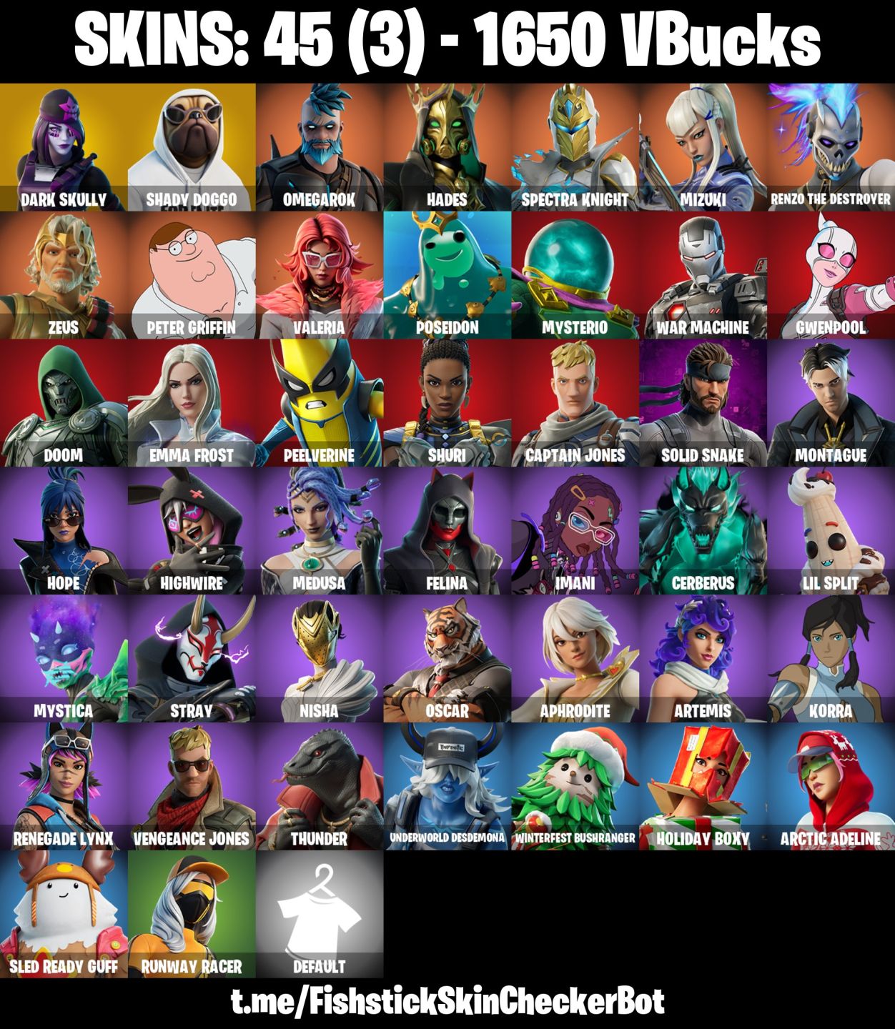 Conta Fortnite com Dark Skully | Shady Doggo | Omegarok | Hades e 45 Skins