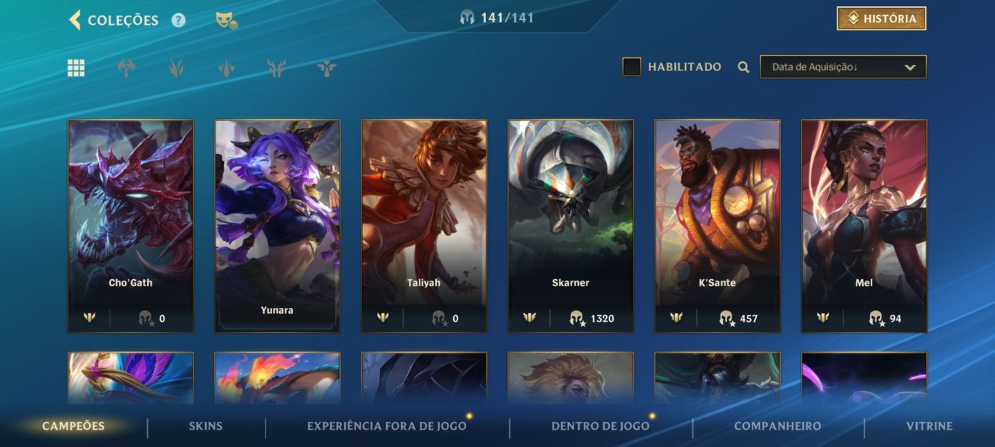 Conta WILD RIFT com 273 skin, grão mestre Mono Diana Full champs