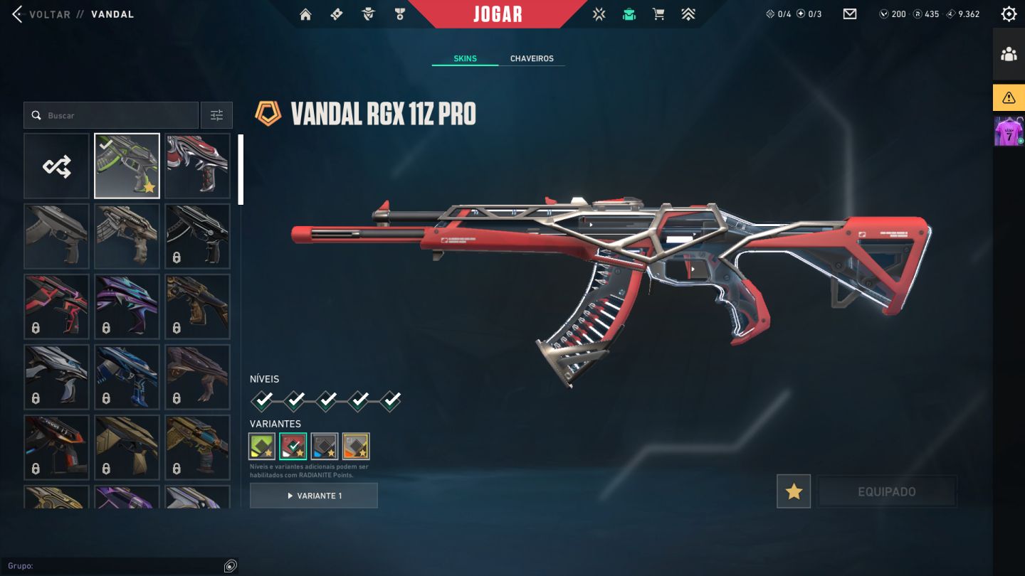 CONTA VALORANT - KARAMBIT SAQUEADOR, VADAL RGX, PANTHON GLITCHPOP - LV129
