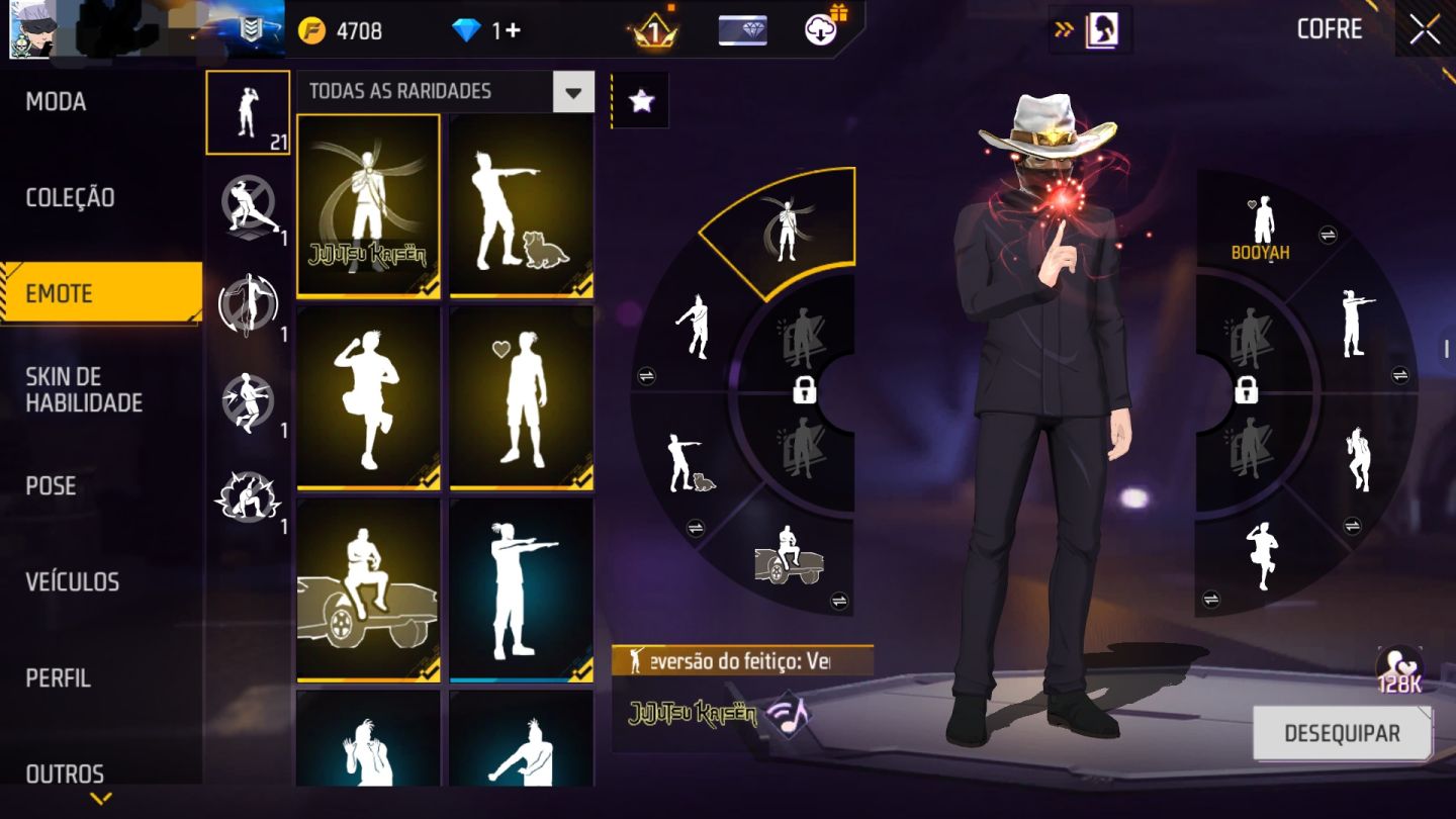 CONTA FF LVL 70 | GEMADA | MESTRES ANTIGOS | FULL GOJO | 8 PASSES | +500 SKINS