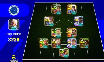 Conta top de efootball mobile com Adriano, Zola e Vini Jr.