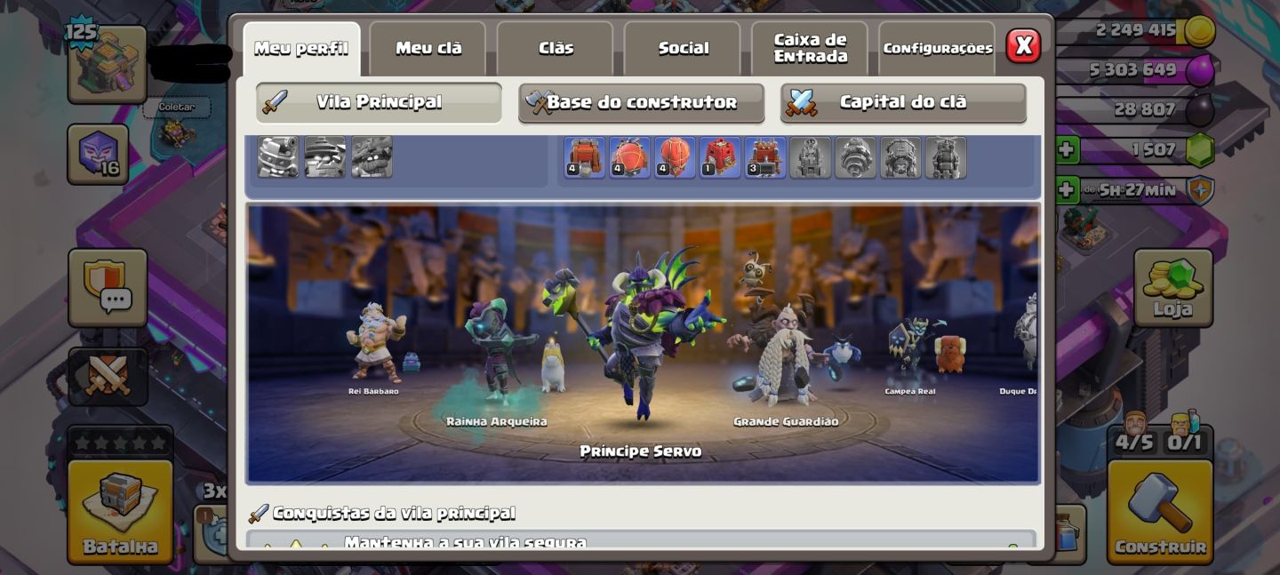 Conta COC CV14 bem upada - SKINs de heróis e paisagem