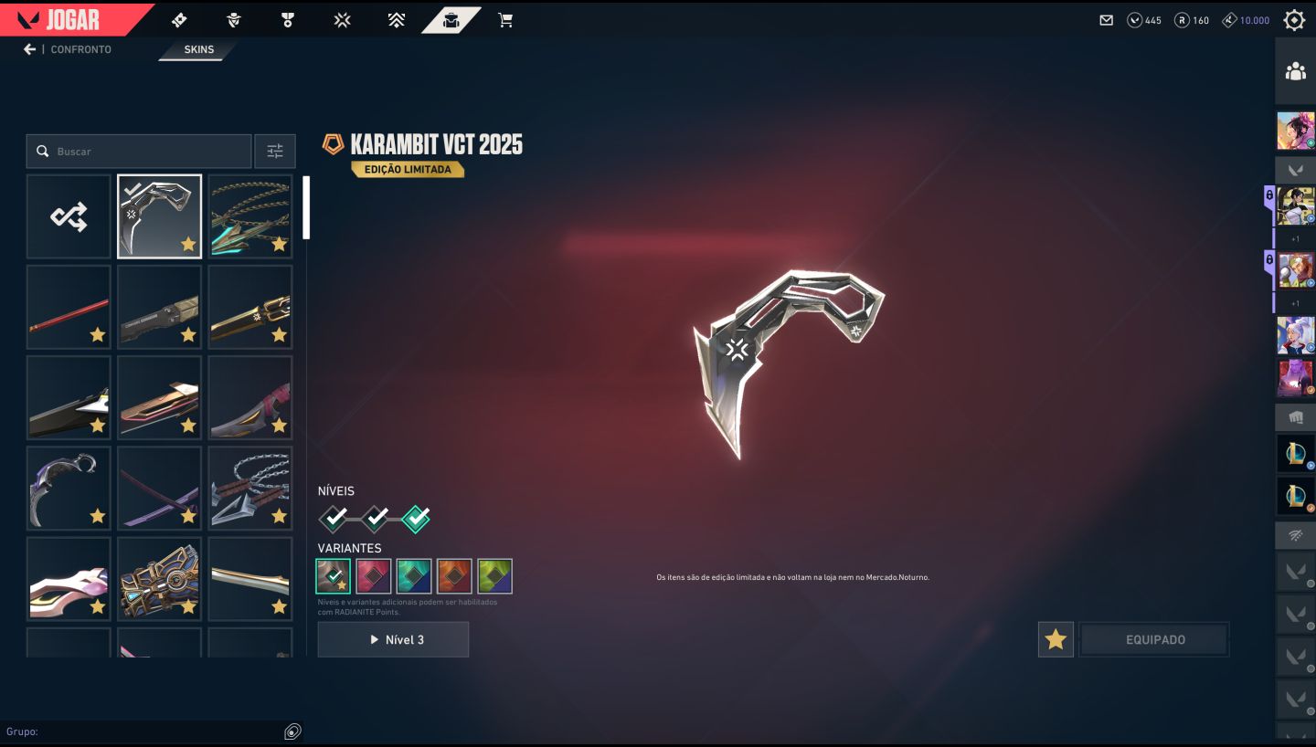 CONTA VALORANT BR | 170 Skins + 20 Facas | Champions 2021-Imortal 2 | 11K invest