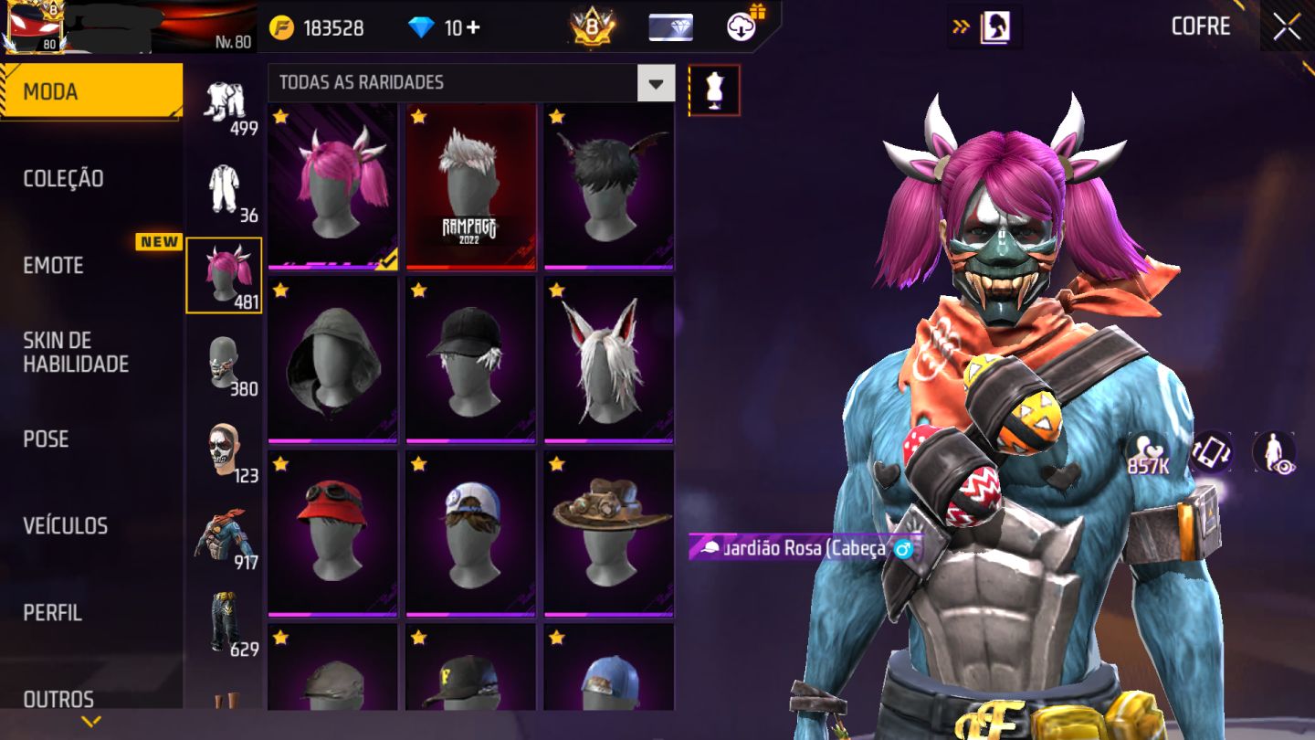 Conta de free fire prime 8, 380 k de diamantes gastos!