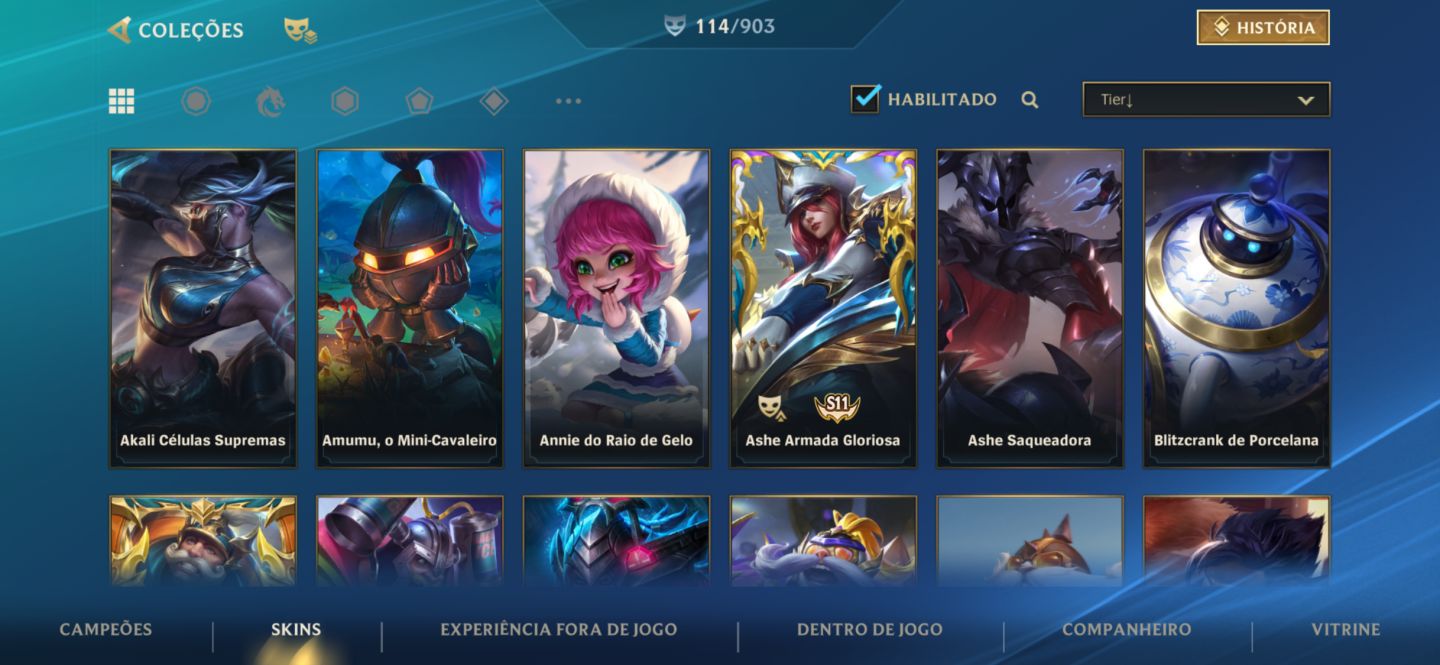 Conta Wild Rift ex desafiante com 114 skins, main adc