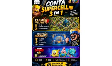 CONTA SUPERCELL 3 EM 1 | CV13 + 14 EVOLUÇÕES + 5 HERÓIS + 14K TROFÉUS