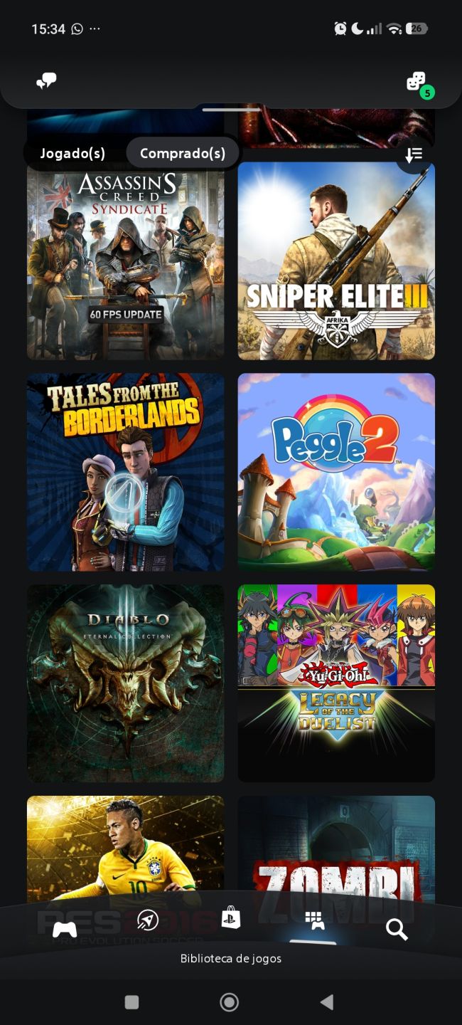 Minha conta com mais de 700 jogos e mais 598 platinas