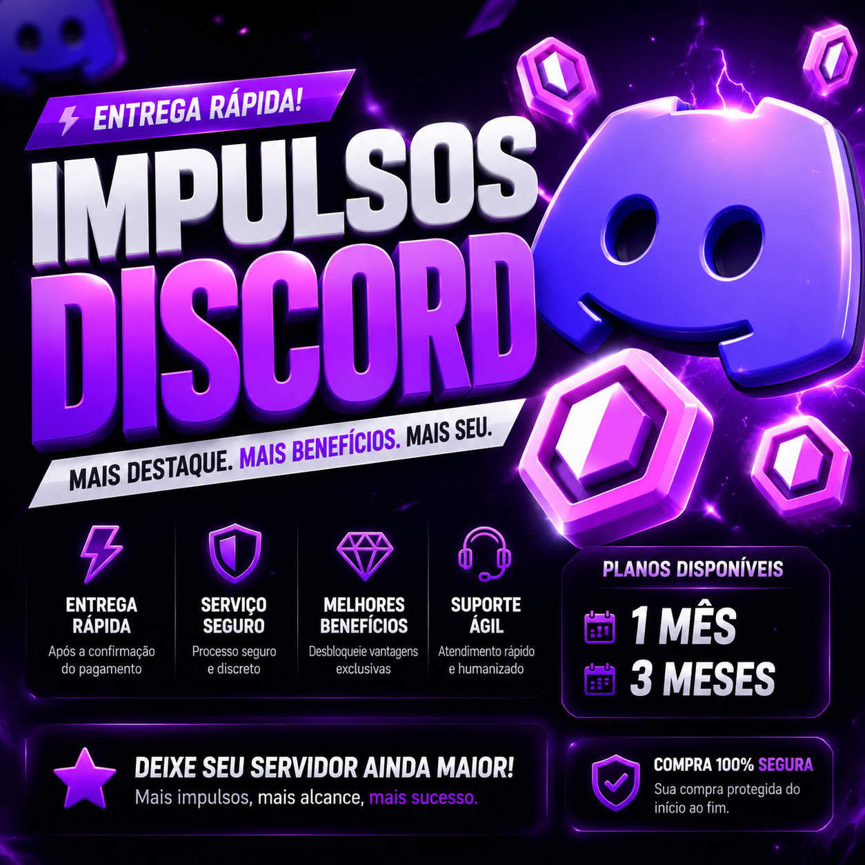 14x Impulsos Discord | Desbloqueie Todo o Potencial do seu Servidor