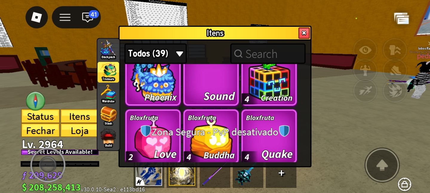 Conta de roblox focada em blox fruit