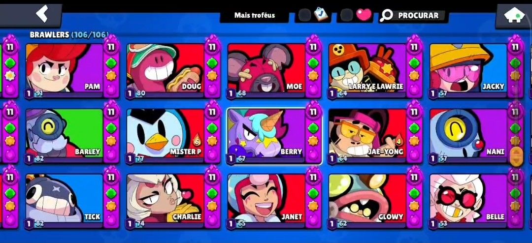 Conta Brawl star 135.000 troféus e todos os brawls liberados ,full acesso