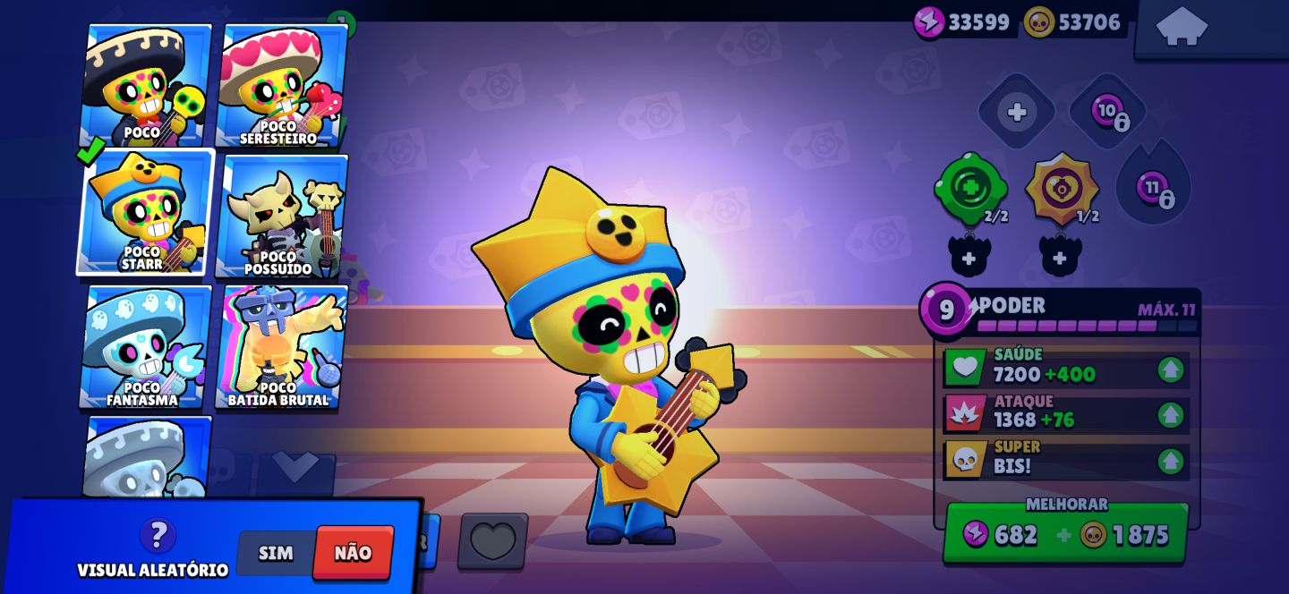 CONTA BRAWL STARS RARA! Colette Trixie, Vírus 8-Bit Original, Poco Starr e mais!