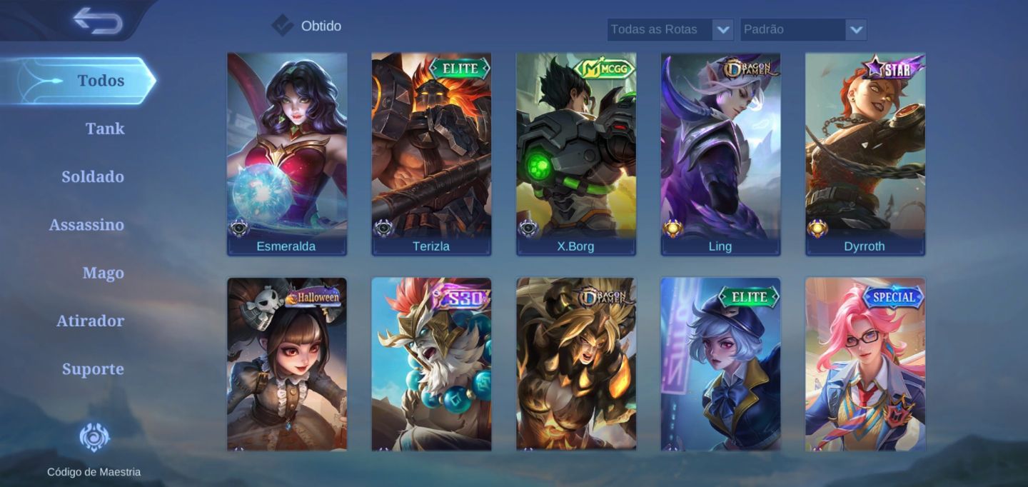 TODOS OS HERÓIS E VARIAS SKINS GASTO MAIS DE 1k real