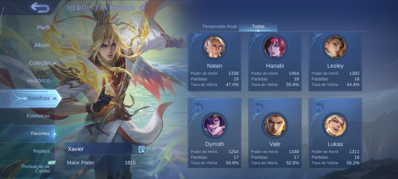 Conta de ML com 72 skins totais.