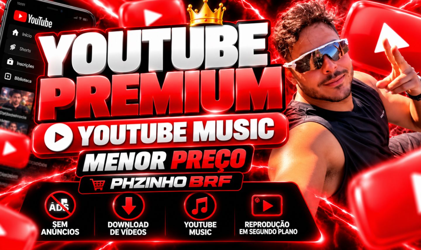 YouTube Premium + Music | Sem Anúncios | Download + 2 Plano | Acesso Rápido