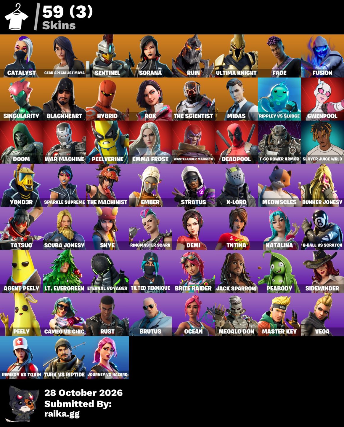 CONTA FORTNITE 59 SKINS CONTA ANTIGA DESDE DE O CAP 1 450 vbucks FULL ACESSSO