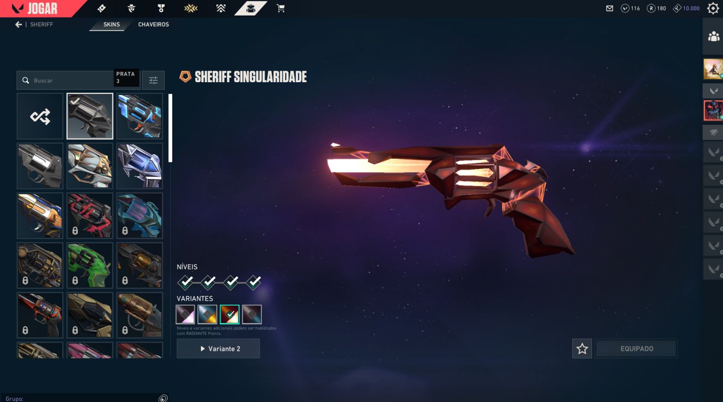 Conta valorant lvl 155 elo prata 3