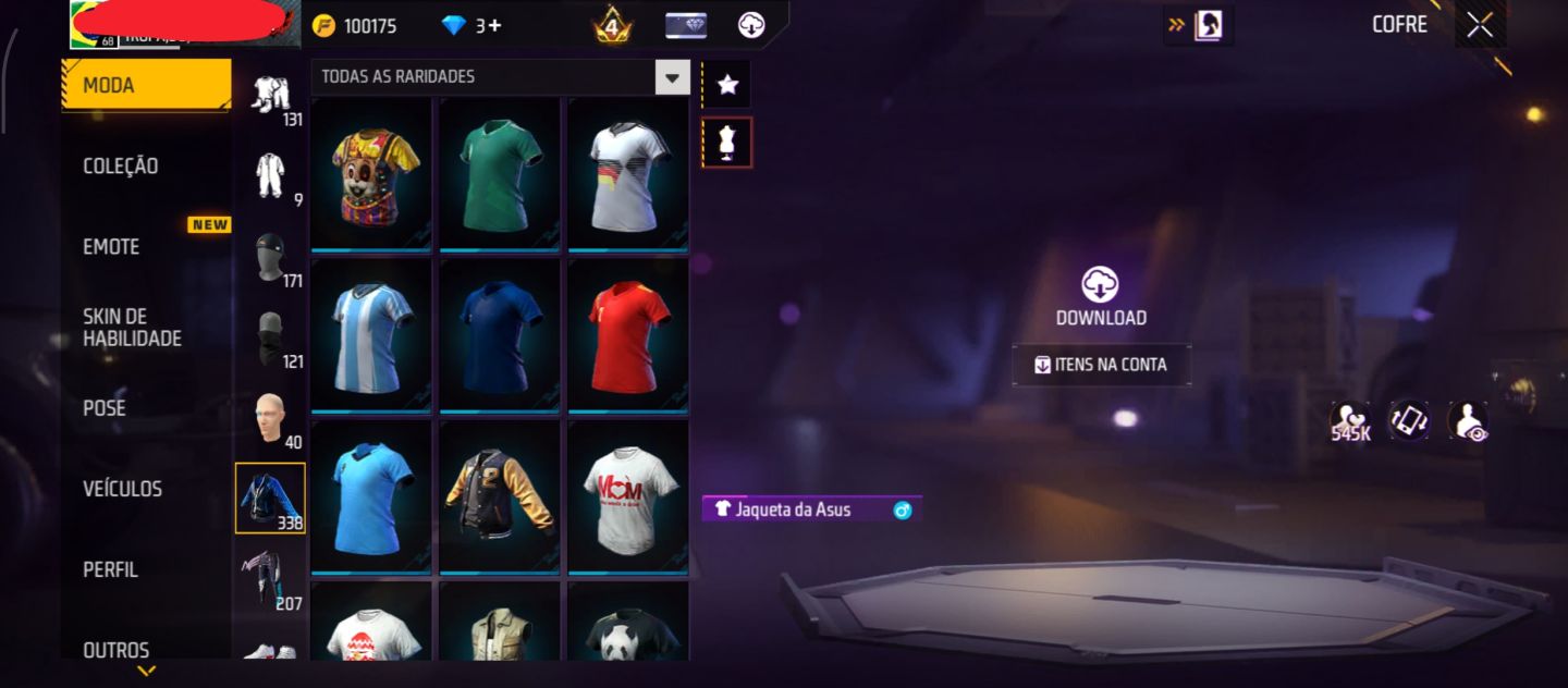 CONTA DE FREE FIRE COM 2 ANGÉLICAL AZUL E VERMELHA