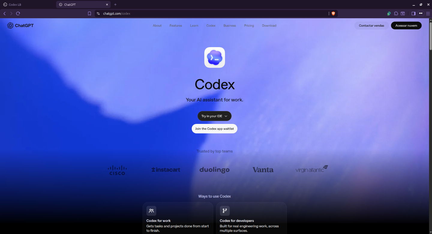 [O mais barato] ChatGPT Plus e Codex Privado | Chat GPT e Codex Ativado