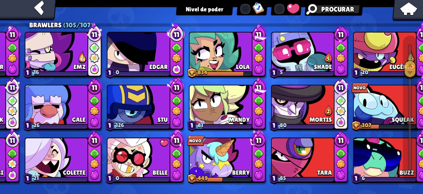 CONTA BRAWL STARS INSANA | 105/107 BRAWLERS|SKINS LENDÁRIAS/MÍTICAS HIPERCARGAS