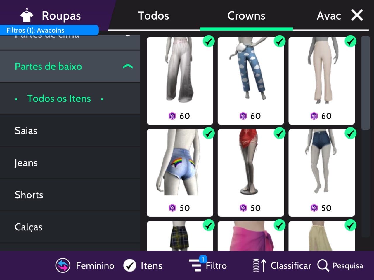 Conta avakin life lvl 43, 1490 roupas, 33k avacoins + asas e coroa