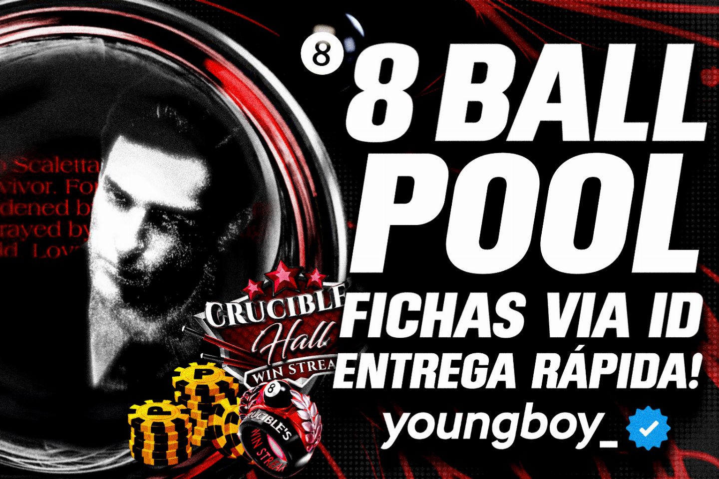 [MENOR PREÇO] - FICHAS 8 BALL POOL (1,7M/2,3M/3M/4,7M/6,3M/8M) - FICHAS VIA ID