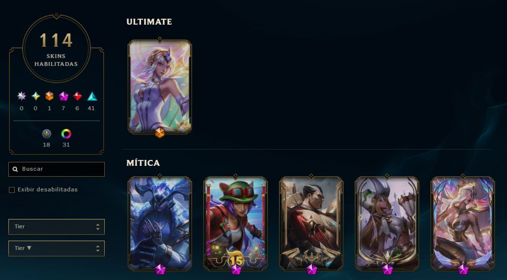 Conta LOL com 114 skins no Gold 1