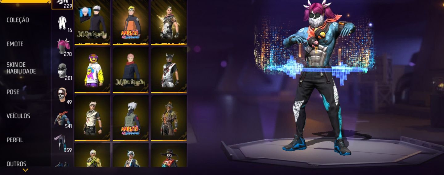 CONTA FREE FIRE MASCULINA RARA COELHAO TOP CRIMINAL E ANGELICAIS