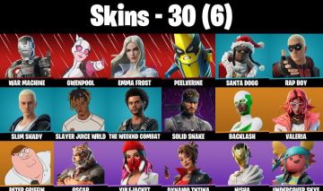 Conta Fortnite com olid Snake | Santa Dogg | Oscar e 30 Skins (DESCRIÇÃO)