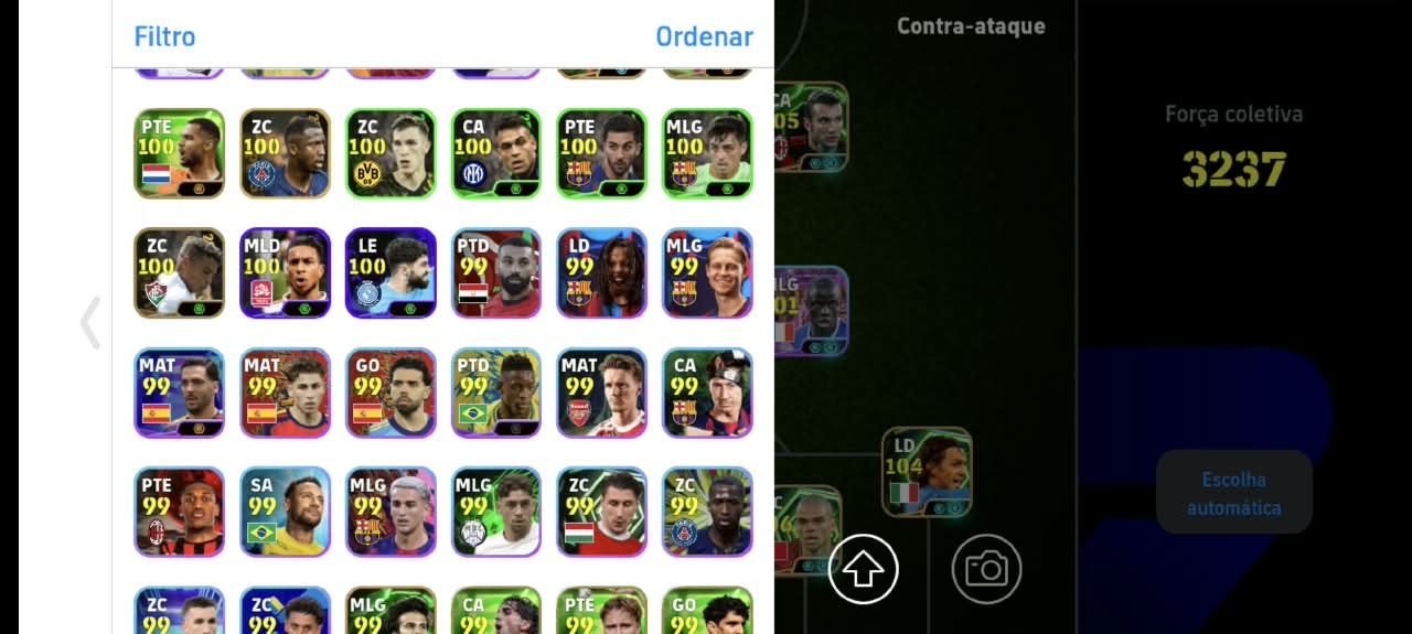 Conta eFootball Mobile | Força Coletiva 3237 | Elenco Forte | Jogadores 100+