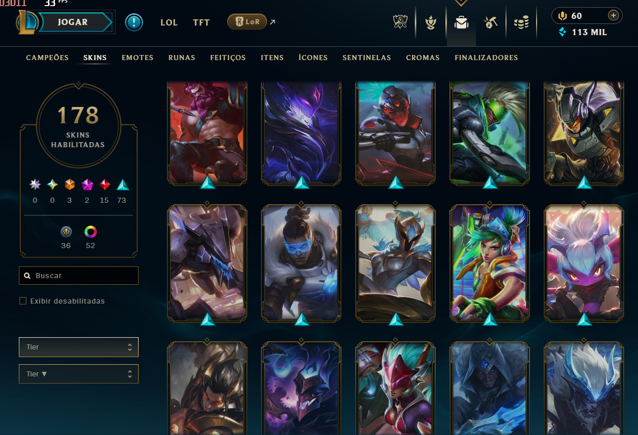 Conta LOL Diamante | 178 Skins | Todos Campeões | Desde 2016