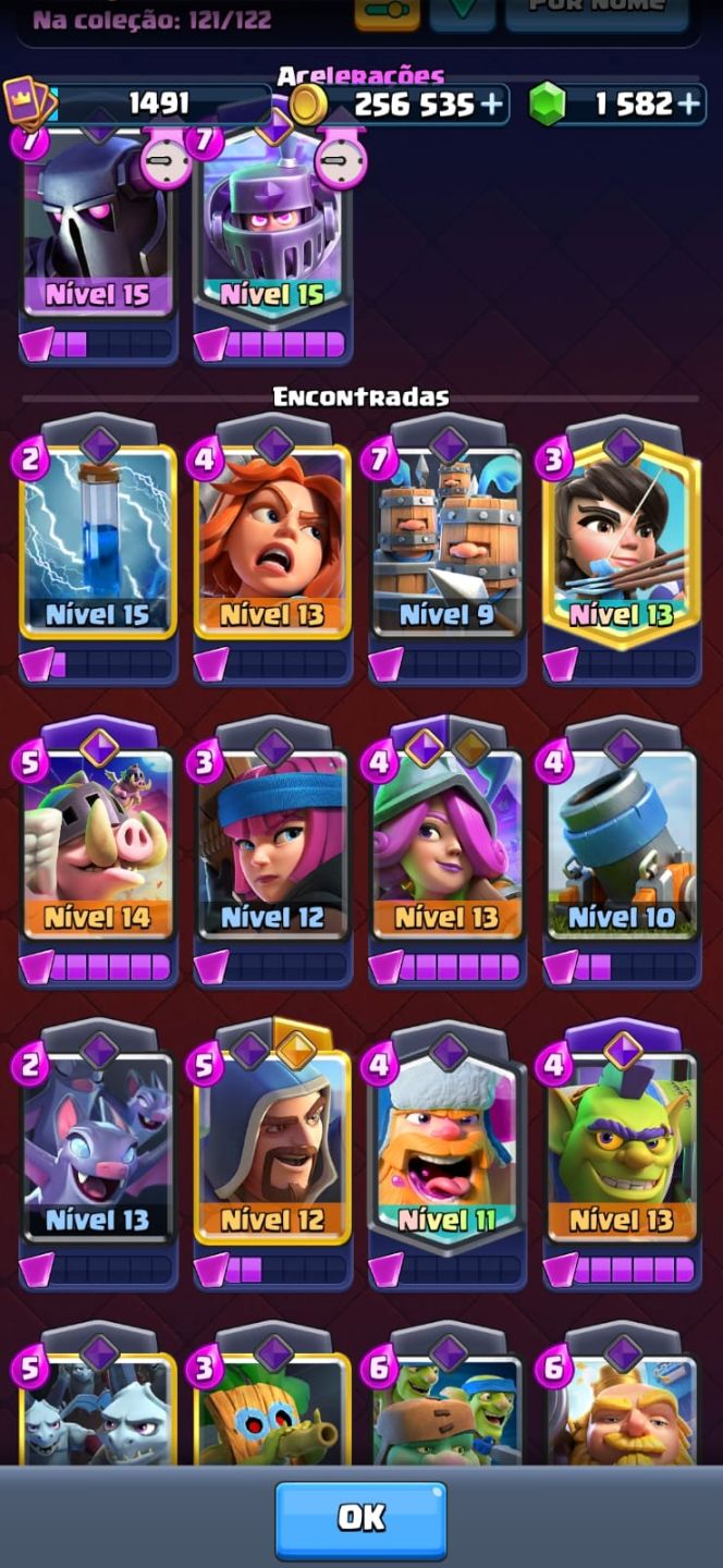Conta de Clash Royale bem upada, várias cartas level alto