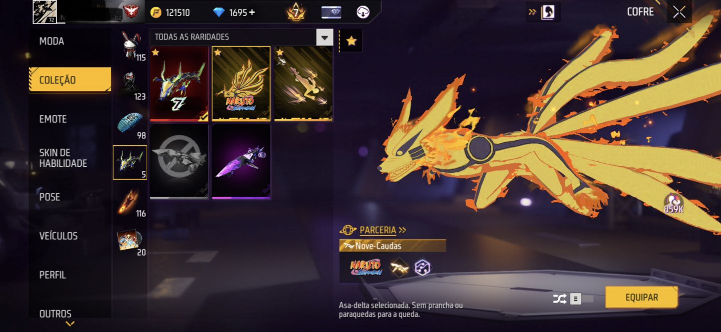 CONTA FREE FIRE RARA PRIME 7 COM 1 e 7 PASSE ANTIGO e+