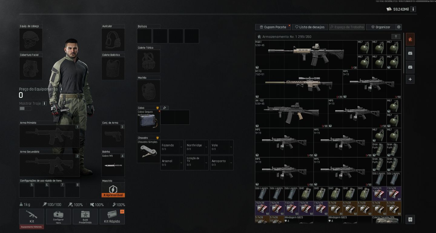 Conta 16 Arena Breakout -PC-64m basicamente tudo em KOEN - 1 LUVA - 59M de KOEN