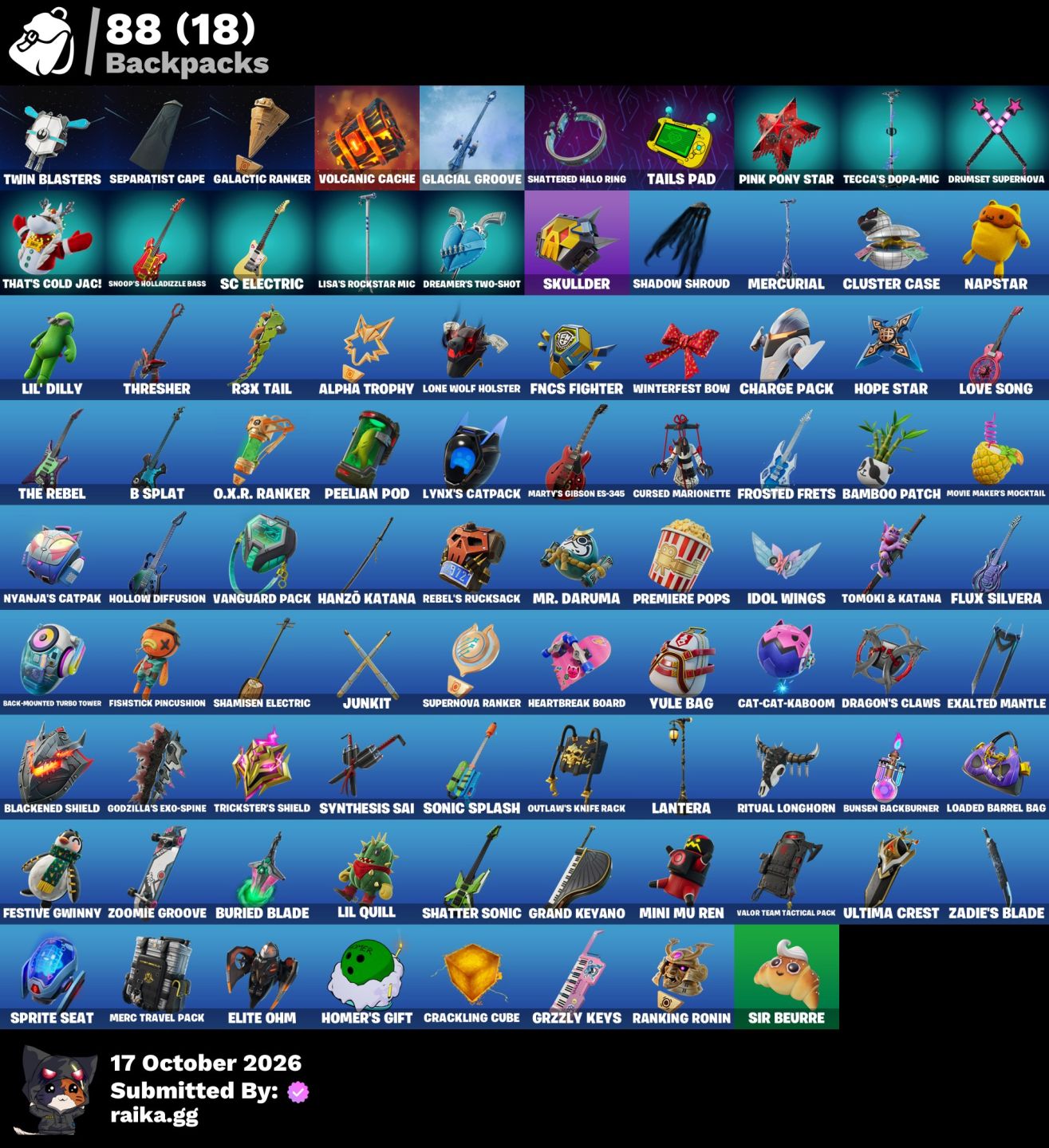 21 SKINS - 300 VBUCKS - Trailblazer Tai/Santa Dogg/Scarlet Commander/Carter Wu