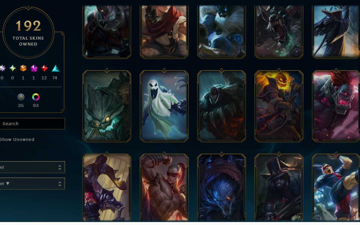 Conta de League of Legends, 192 skins, diamante 4