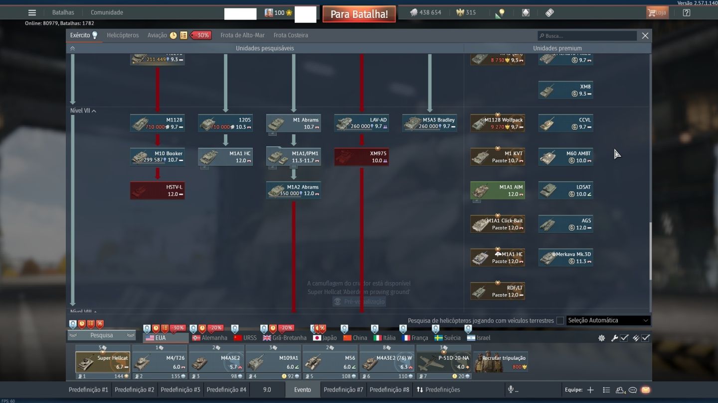 Conta War Thunder (2015) Competitivo