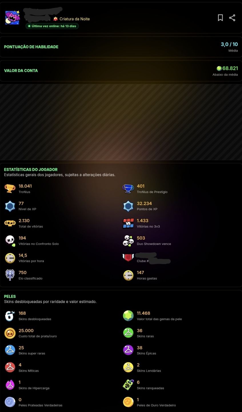 Conta de Braw Stars 7 Prestígio