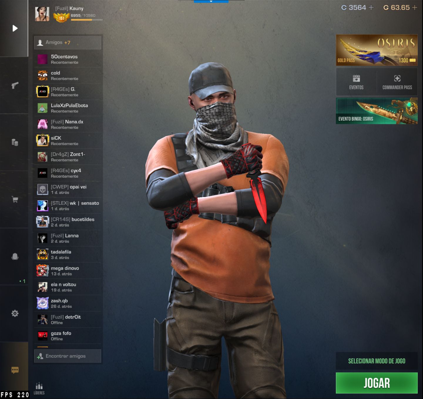Conta standoff2 com muitas skins avaliada em mais 17k gold