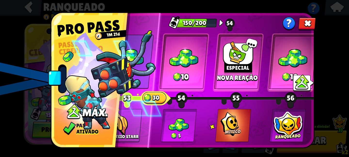 Conta de Brawl Stars com várias coisas