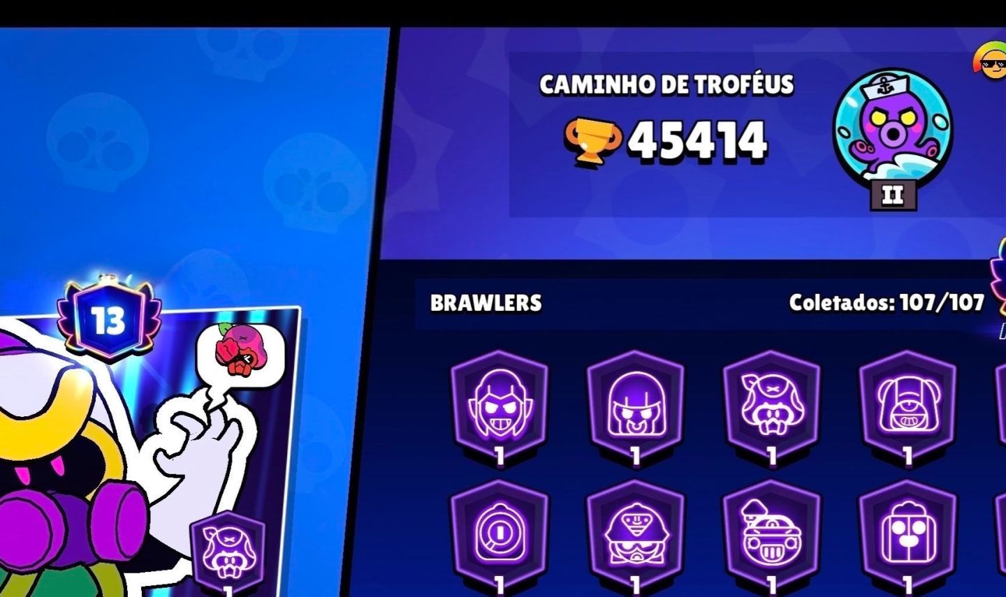 Todos os brawlers acima do nível 7 e uma skin mt rara
