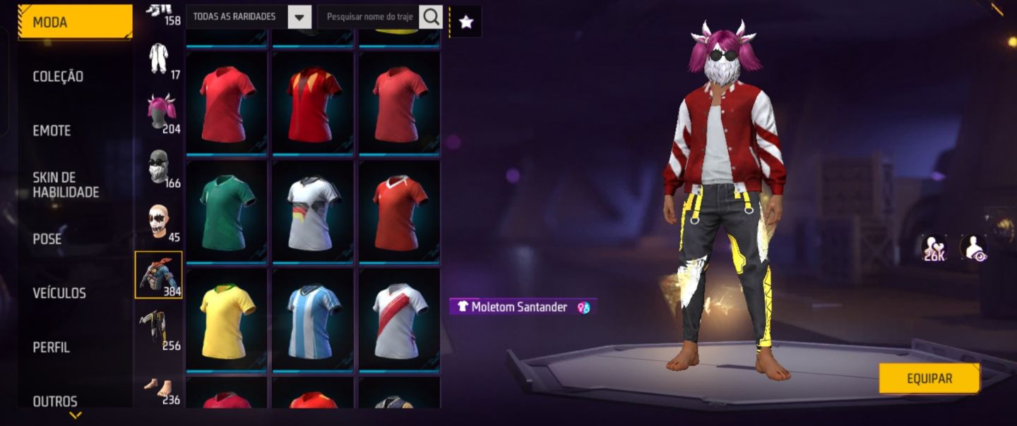 Conta de Free Fire com Saitama, semi Mandela, ump roxa e xm8 att