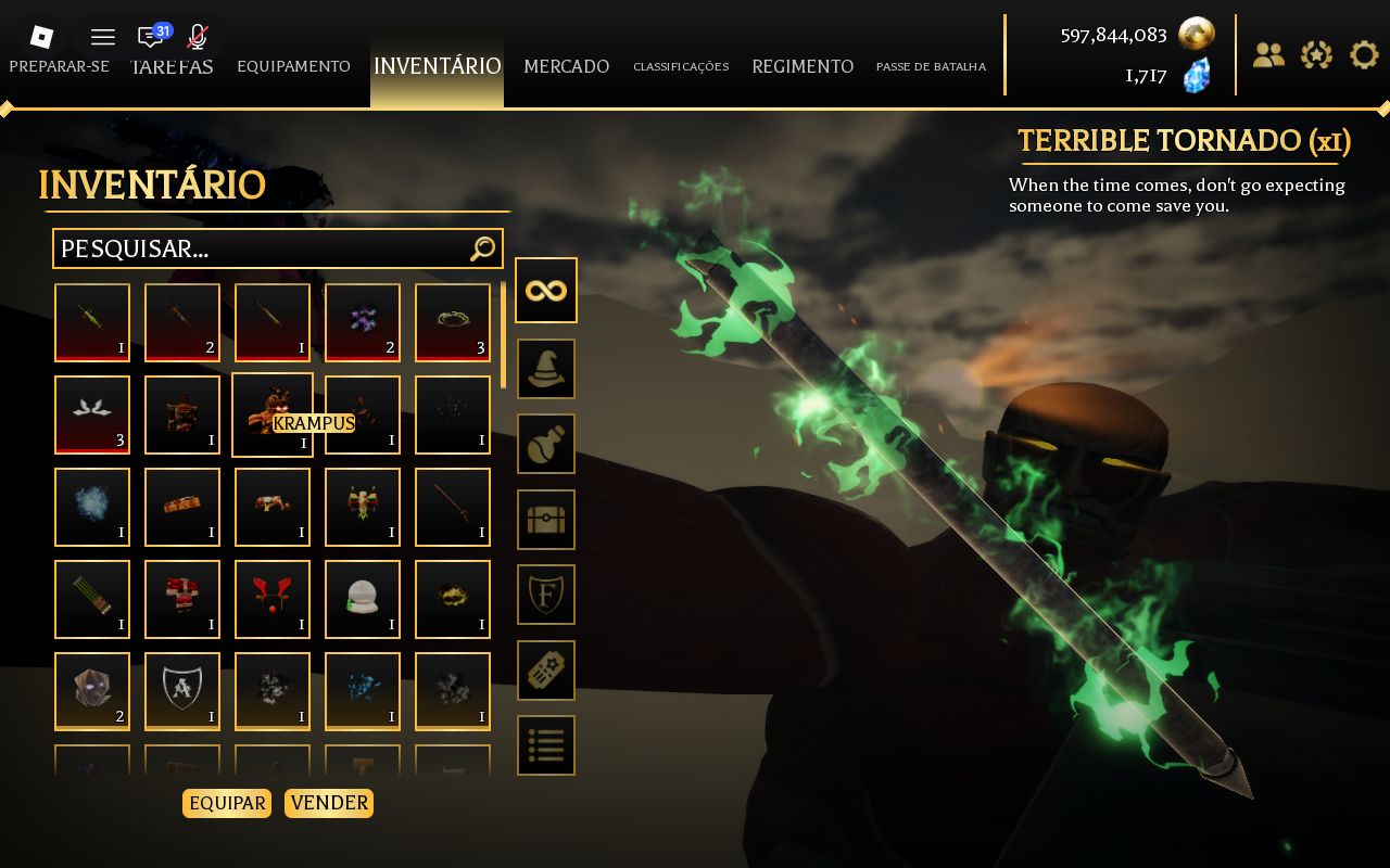 CONTA AOT REVOLUTION | GRADE S- | 597M+ GOLD | TERRIBLE TORNADO x11 | DANO TS 33