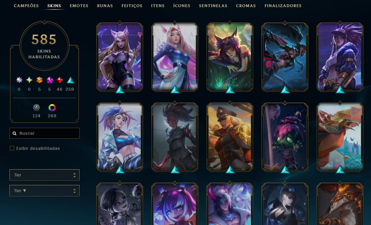CONTA LOL, FULL CHAMPS, 240K ESSENCIA AZUL, LVL 793, 585 SKINs
