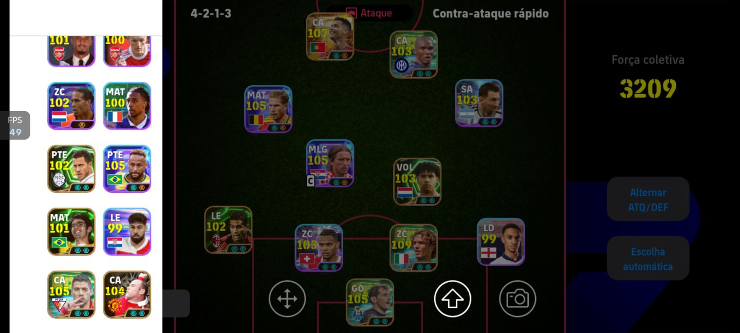CONTA EFOOTB 3209 - CR7 107, NEY 105, MODRIC 105, MALDINI 109, MOURINHO