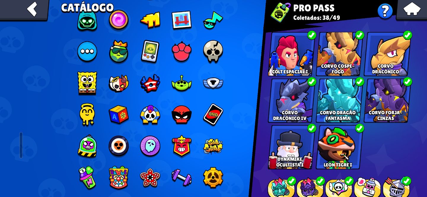 CONTA OG GEMADA COM CORVO DRAGAO BRAWL STARS | 64K | SAZONAIS + PASSES +106/107