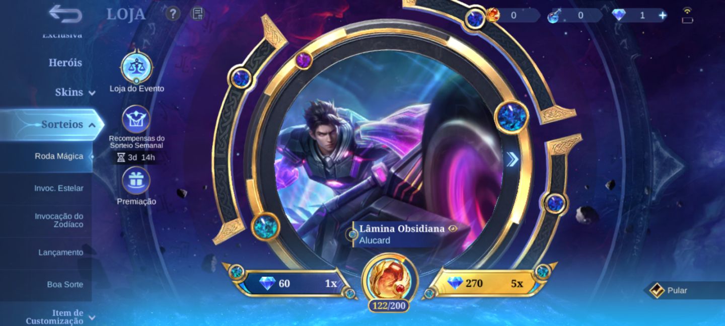 Conta Mobile Legends (Mlbb) Skins Sario e Selena Zenith, skins jjk e skin Naruto