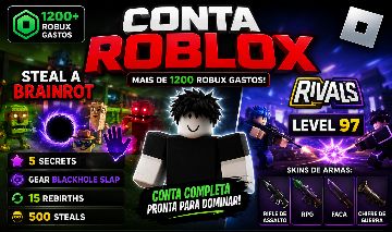 CONTA ROBLOX VALORIZADA | 1200+ ROBUX GASTOS | 5 SECRETS SAB + RIVALS 4 SKINS