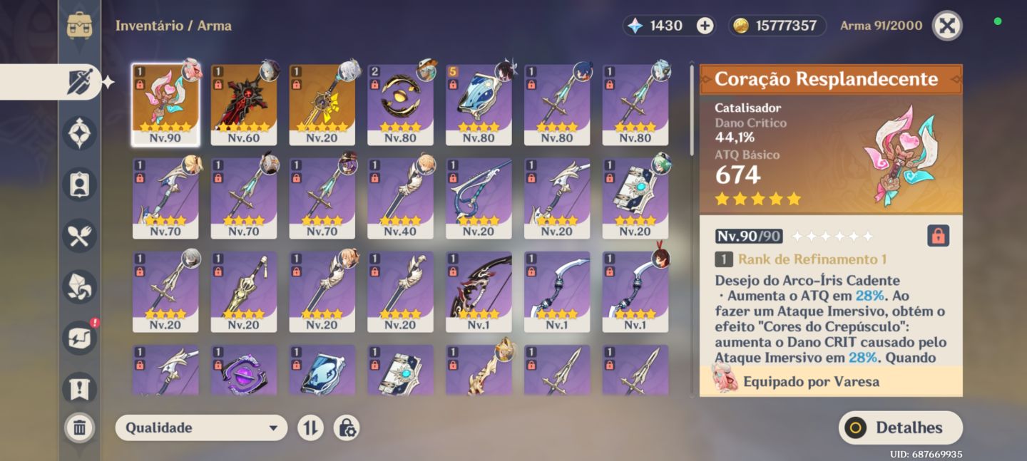 Varesa C2+ biss, zibai, columbina, ineffa, gorou, aino, Chevrouse,iansan e etc