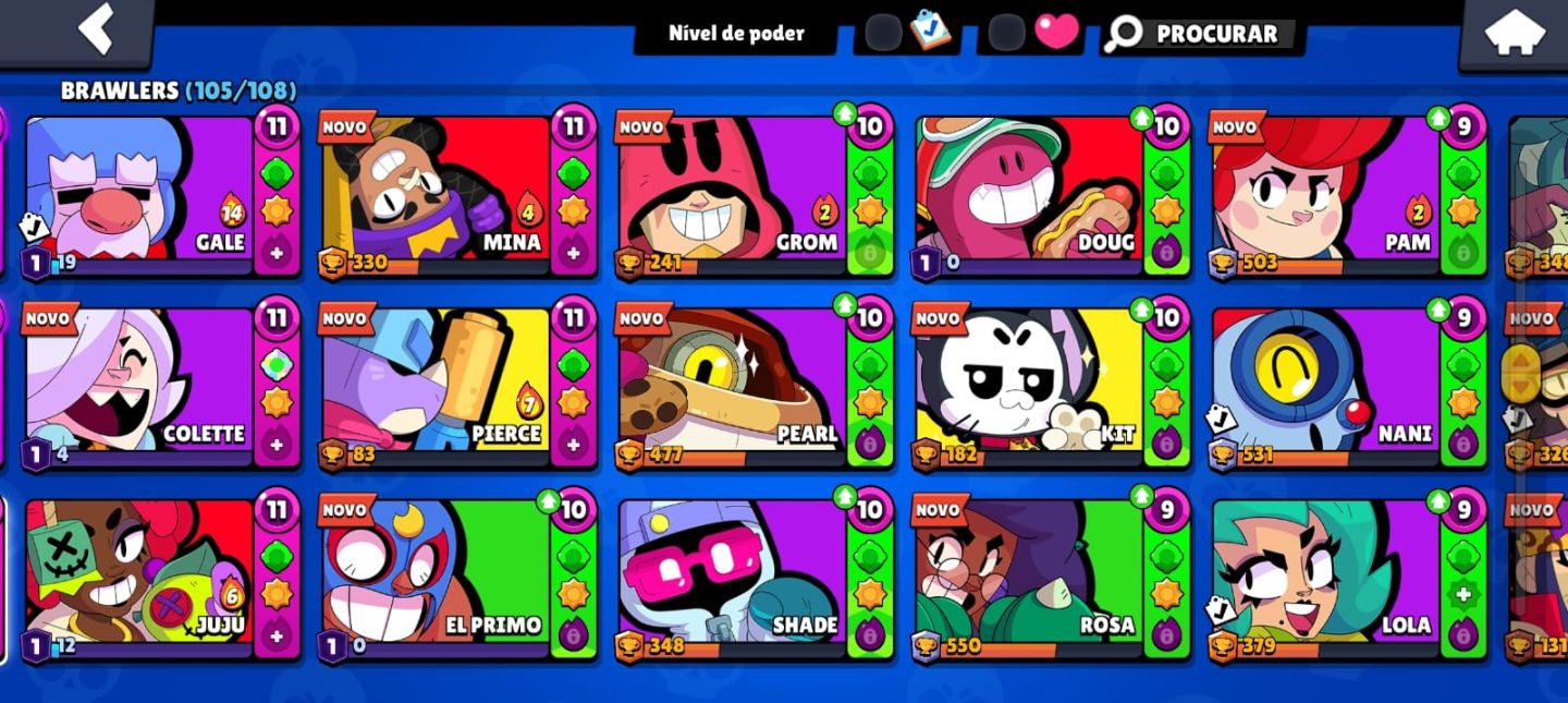 CONTA BRAWLSTARS 59K DE TROFEUS, 105 BRAWLERS + CLASH ROYALE