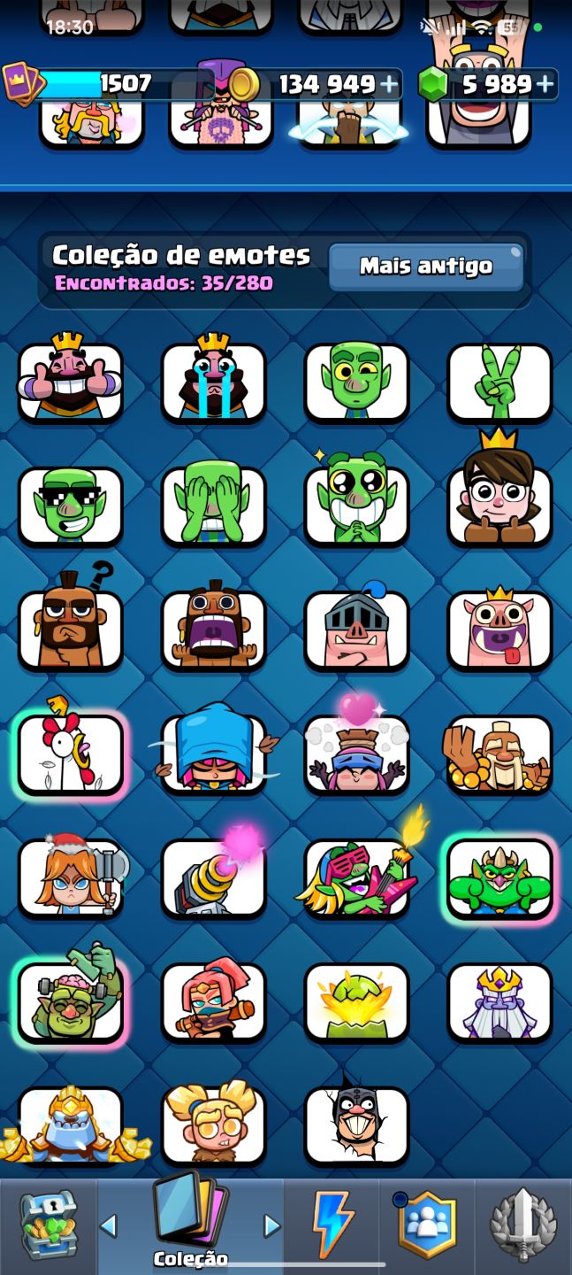CONTA CLASH ROYALE LVL 21 + 8K TROFÉUS + 6K GEMAS + TORRE E CARTAS LVL 14, +